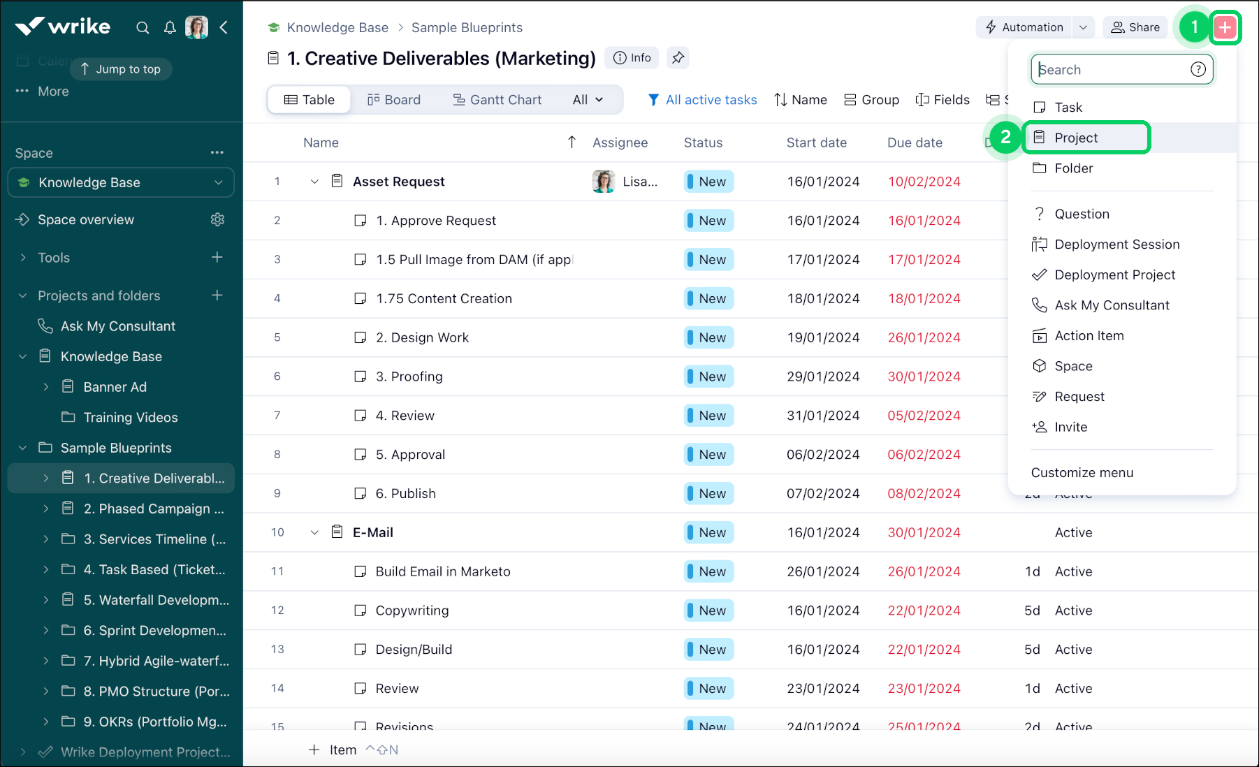 Creating Subprojects – Wrike Help Center