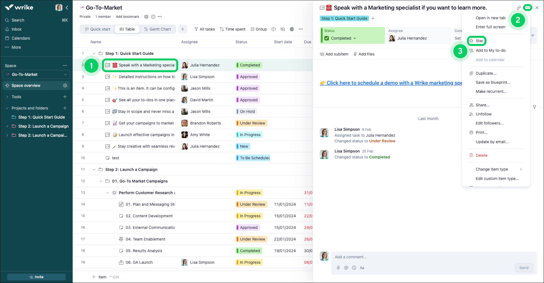 Starring Tasks – Wrike Help Center