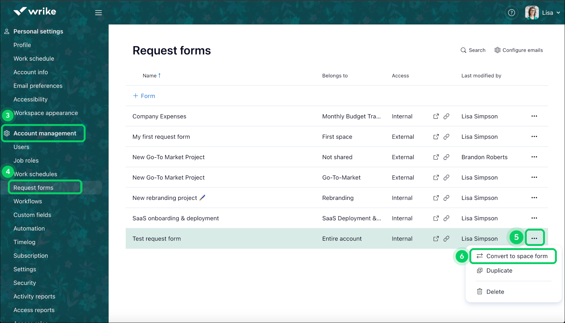 Request Forms in Spaces – Wrike Help Center