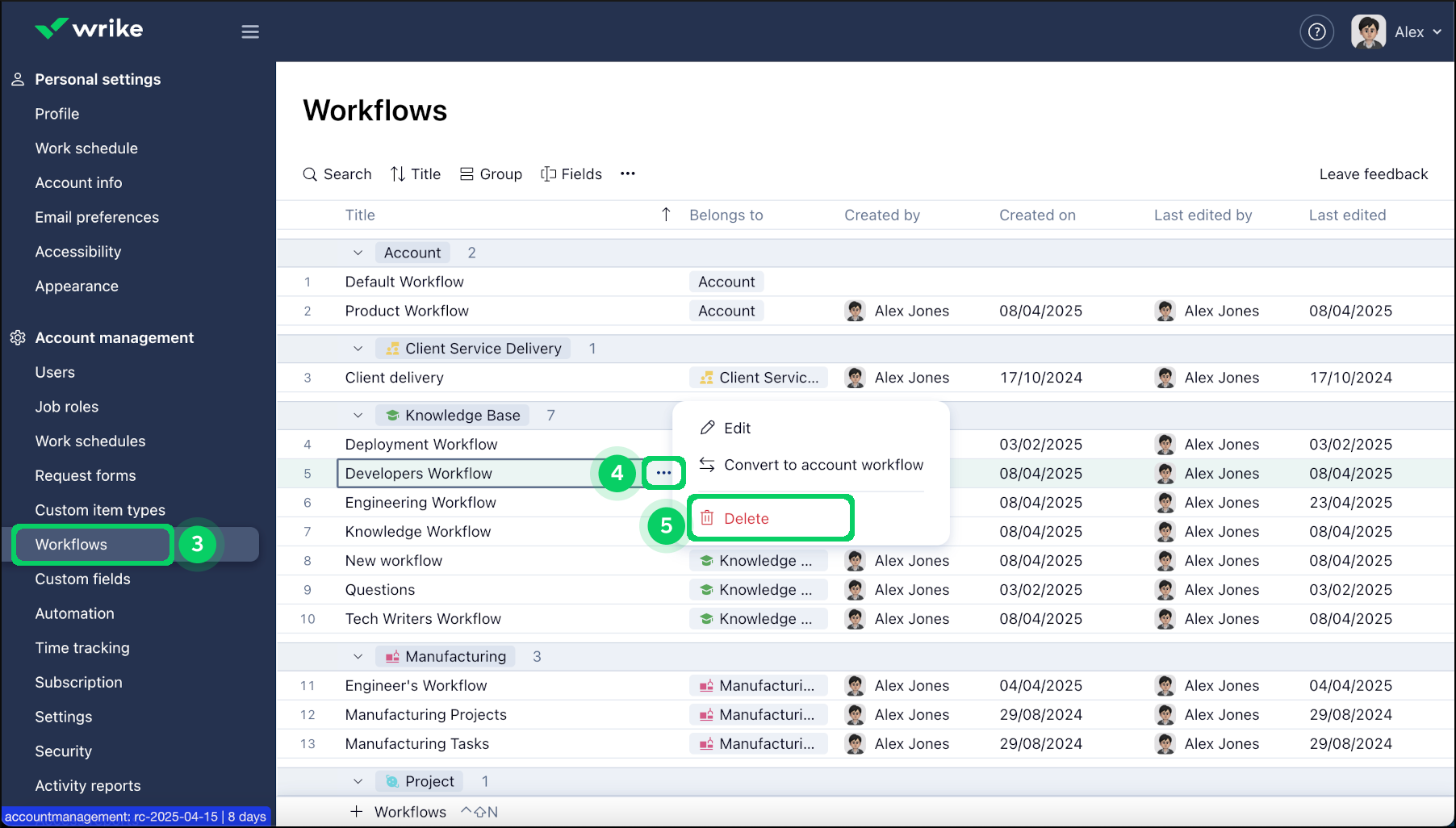 Deleting Custom Workflows – Wrike Help Center
